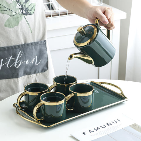 Ceramic Coffee Tea Set Nordic Phnom Penh Green Cup Pot