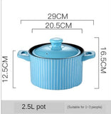 Ceramic Casserole Gas Cooker Blue Round Cookware