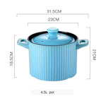 Ceramic Casserole Gas Cooker Blue Round Cookware