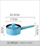 Ceramic Casserole Gas Cooker Blue Round Cookware