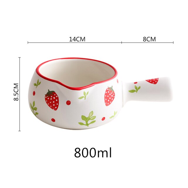 Ceramic Mini Sauce Pan Milk Jug Coffee Pot Fruit Cup Cookware Cute  Strawberry Kitchen Cookware Pot Bowl With Handle Sugar Bowl